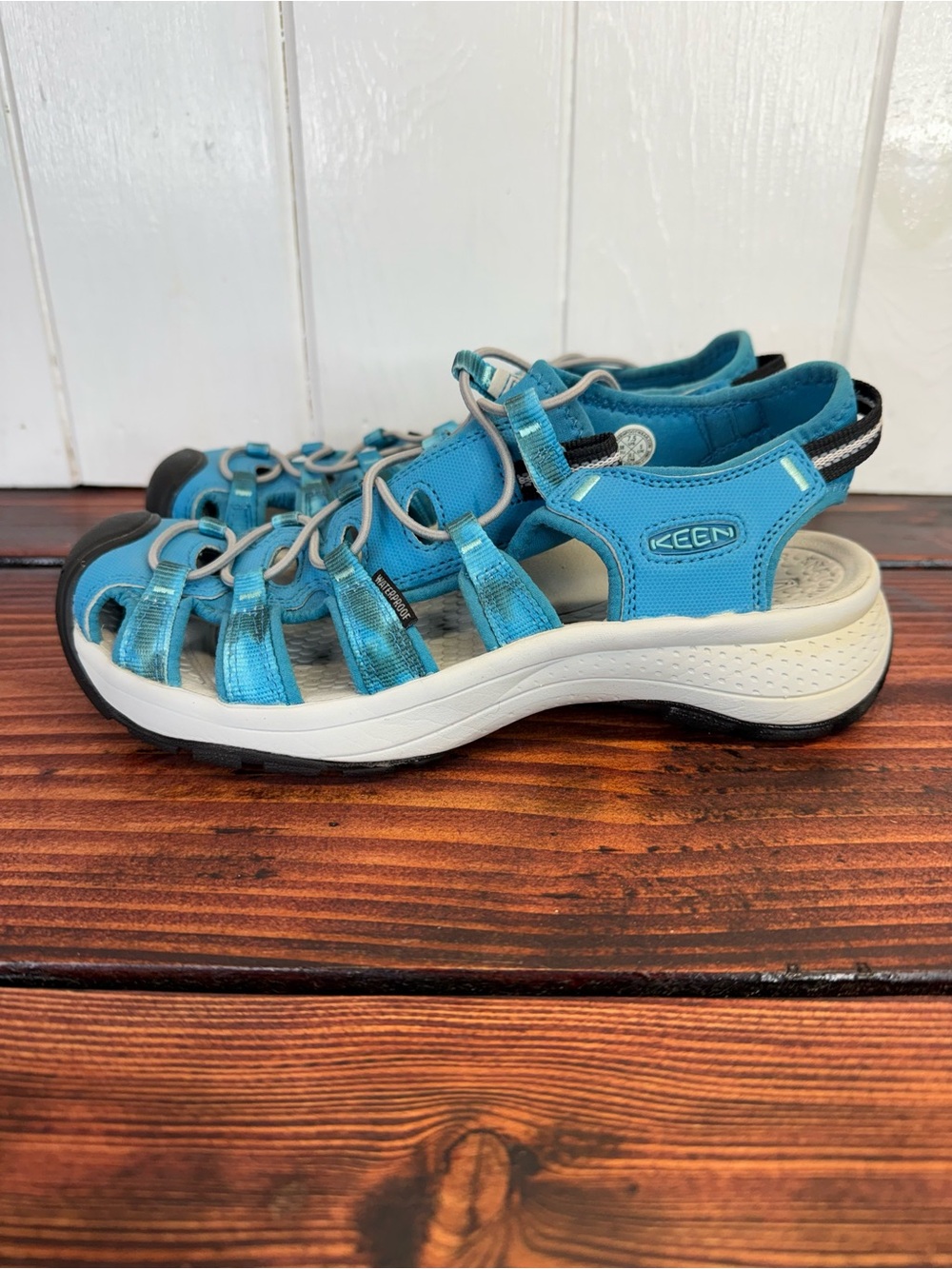 KEEN Astoria West Waterproof Sandals Blue Tie-Dye Women’s 7.5 - Like New!